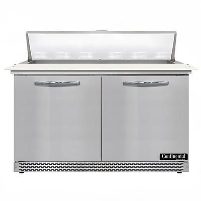 Continental D48N12C-FB 48" Designer Line Sandwich/Salad Prep Table w/ Refrigerated Base, 115v, 19" Cutting Board, 2 Solid Steel Doors, Stainless Steel