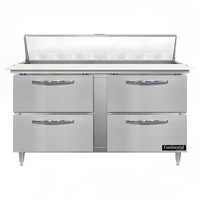 Continental D60N16C-D 60" Designer Line Sandwich/Salad Prep Table w/ Refrigerated Base, 115v, Stainless Steel