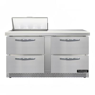 Continental D60N8-FB-D 60" Designer Line Sandwich/Salad Prep Table w/ Refrigerated Base, 115v, 4 Drawers, Stainless Steel