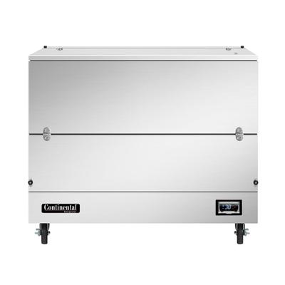 Continental MC4NSSSCW Milk Cooler w/ Top & Side Access - 768 Half Pint Carton Capacity, 115v, Cold wall, Keyed lock, Silver