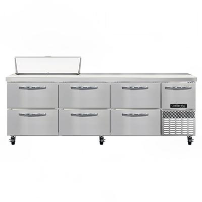 Continental RA93N10-D 93" Sandwich/Salad Prep Table w/ Refrigerated Base, 115v, Stainless Steel