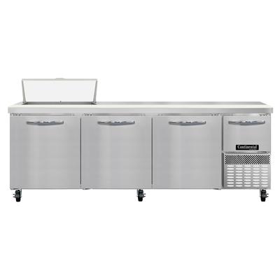 Continental RA93N8 93" Sandwich/Salad Prep Table w/ Refrigerated Base, 115v, Stainless Steel