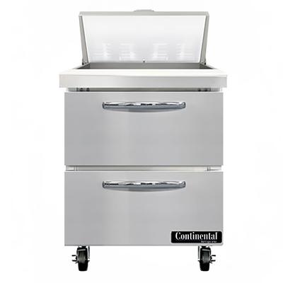 Continental SW27N8-D 27" Sandwich/Salad Prep Table w/ Refrigerated Base, 115v, Stainless Steel
