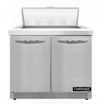 Continental SW36N8-FB 36" Sandwich/Salad Prep Table w/ Refrigerated Base, 115v, Stainless Steel