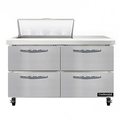 Continental SW48N8-D 48" Sandwich/Salad Prep Table w/ Refrigerated Base, 115v, Stainless Steel