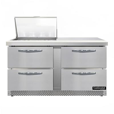 Continental SW60N12M-FB-D 60" Sandwich/Salad Prep Table w/ Refrigerated Base, 115v, Stainless Steel