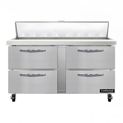 Continental SW60N16-D 60" Sandwich/Salad Prep Table w/ Refrigerated Base, 115v, Stainless Steel