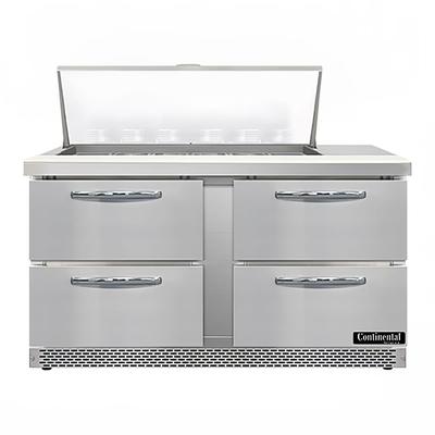 Continental SW60N18M-FB-D 60" Sandwich/Salad Prep Table w/ Refrigerated Base, 115v, Stainless Steel