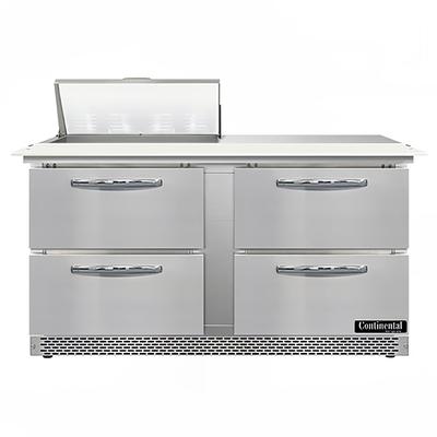 Continental SW60N8C-FB-D 60" Sandwich/Salad Prep Table w/ Refrigerated Base, 115v, Stainless Steel