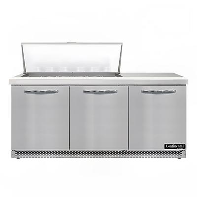 Continental SW72N18M-FB 72" Sandwich/Salad Prep Table w/ Refrigerated Base, 115v, Stainless Steel