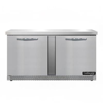 Continental SWF60N-FB 60" W Worktop Freezer w/ (2) Sections & (2) Doors, 115v, Silver