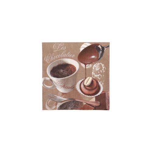 200 Servietten, 3-lagig 1/4-Falz 33 cm x 33 cm Les Chocolatier
