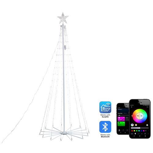 LED Weihnachtsbaum Warm-Weiß Kunststoff 190 cm 265 Lichter RGB Farbwechsel mit App-Steuerung Timer Schalter Indoor Weihnachtsdekoration