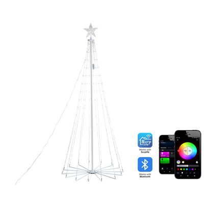 LED Weihnachtsbaum Warm-Weiß Kunststoff 210 cm 295 Lichter RGB Farbwechsel mit App-Steuerung Timer Schalter Indoor Weihn
