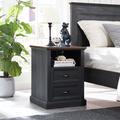 Winston Porter Mykhailo 2 Drawer Dresser for Bedroom, Nightstand w/ Charging Station, End Table w/Open Shelf | 21 H x 18 W x 18 D in | Wayfair