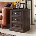 Winston Porter Namaan Nightstand w/ Charging Station, 3 Drawer Dresser for Bedroom, Small Wood Rustic Dresser w/ Drawer Wood in Brown | Wayfair