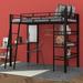 Mason & Marbles Dawesville Twin Size Loft Metal Bed w/ 3 Layers of Shelves & Desk Metal in Black | 66.5 H x 53.9 W x 77.4 D in | Wayfair