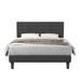 Ebern Designs Full Size Bed Frame w/ Headboard In Dark Wood & /Upholstered/Linen in Gray | 46 H x 79 W x 81.5 D in | Wayfair