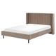 Lit double en tissu beige 160x200