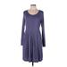 Casual Dress - DropWaist: Purple Solid Dresses - Women's Size Large