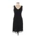 Banana Republic Casual Dress - Sheath V-Neck Sleeveless: Black Print Dresses - Women's Size 6 Petite