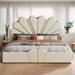 Modern Queen Size Petal Shaped Platform Bed w/Hydraulic Storage System, Decorated with Metal Balls