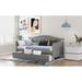 Twin Wooden Daybed with 2 Drawers, Sofa Bed for Bedroom Living Room, Gray