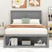 Full Size Wooden Platform Bed with Drawers and Shelf