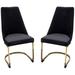 Jima 22 Inch Cantilever Dining Chair, Set of 2, Black Velvet, Gold Base