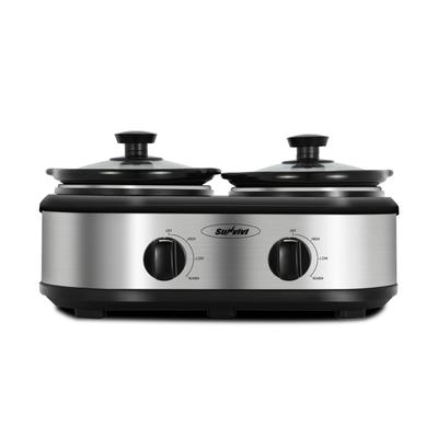 Small Portable Twin Double Crockpot Slow Cooker