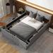 Storage Bed Frame Velvet Platform Bed Low Profile Bed-Queen, Grey