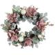 Pink Floral and Ball Ornament Frosted Pine Artificial Christmas Wreath 24-Inch Unlit - 24"