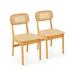 Set of 2 Rattan Dining Chairs with Simulated Rattan Backrest-Natural - Natural - 19" x 17" x 31"