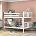Full over Full Bunk Bed w/ Ladder, Safety Guard Rails Upholstered Bed Frame for Kids, Teens Convertible into 2 Beds, White
