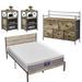 4-Pieces Bedroom Set with Drawer and Nightstands Set of 2, 5-Drawer Dresser, Brown/Grey Set