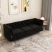 Modern Velvet Button-Tufted Sofa Living Room Couch with Removable Cushion, 3 Seat Leisure Couch with Metal Legs, Black