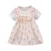 EHQJNJ Baby Girl Outfits 18-24 Months Toddler Kids Baby Girls Short Sleeved Dress Girls Casual Dress Summer Thin Style Polka Dot Floral Dress Pink Plaid For Kids Girls 7 8 Cute