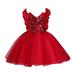 mveomtd Toddler Girls Dress Sleeveless Princess Flower Mesh Dress Wedding Dress For Children Clothing Fashion Long Sleeve Children Dress Little Girl Party Dress