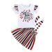mveomtd Toddler Kid Baby Girl 4th-of-July Letter Tops+Suspender Stripe Skirts Outfit Set Size Small Girls Clothes Sunflower Baby Girl Clothes