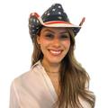 Shadana's Collection USA American Flag Straw Patriotic Cowboy Hat W/Shapeable Brim, Red, White, Navy Blue., Blue, Blue