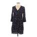 Comptoir des Cotonniers Casual Dress - Shift V Neck 3/4 sleeves: Blue Floral Dresses - Women's Size 38