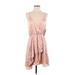 NBD Casual Dress - Mini V Neck Sleeveless: Pink Solid Dresses - New - Women's Size Small