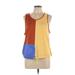 Nike Active Tank Top: Yellow Color Block Activewear - Women's Size Large