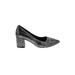 Isola Heels: Slip-on Chunky Heel Cocktail Silver Shoes - Women's Size 6 1/2 - Pointed Toe