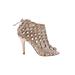 Klub Nico Heels: Tan Solid Shoes - Women's Size 35 - Peep Toe