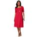 Plus Size Women's Square Neck Midi Dress by Jessica London in Vivid Red (Size 26/28)