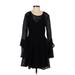 C/MEO Collective Casual Dress - Mini Scoop Neck Long sleeves: Black Print Dresses - Women's Size X-Small