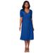 Plus Size Women's Stretch Knit Pleated Front Dress by Jessica London in Dark Sapphire (Size 14 W)