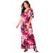 Plus Size Women's Cold Shoulder Maxi Dress by Jessica London in Pink Burst Graphic Floral (Size 12 W)
