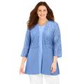 Plus Size Women's AnyWear Linen & Lace Cascade by Catherines in French Blue (Size 1X)